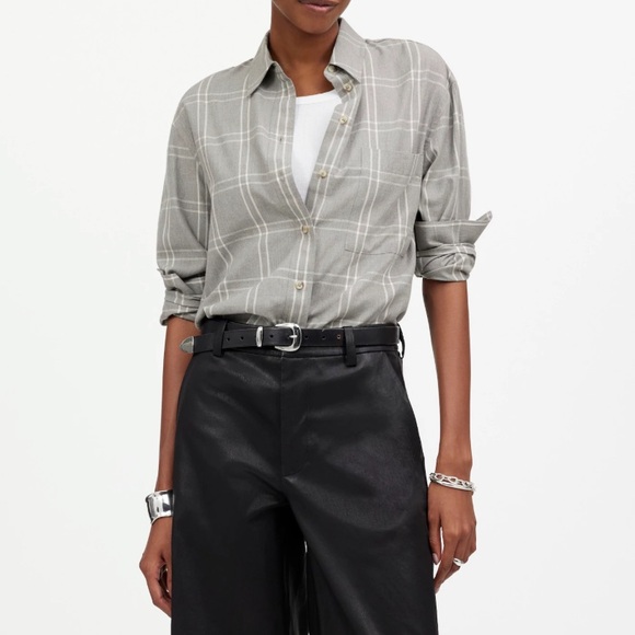 Madewell Tops - Madewell Gray Plaid Button-Up Shirt